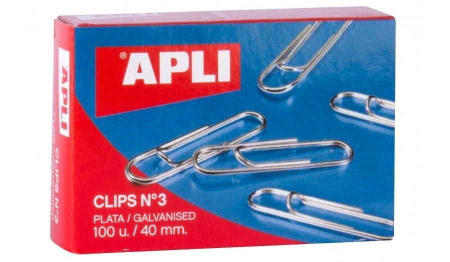 CAJA 100 CLIPS GALVANIZADOS Nº 3 40MM APLI