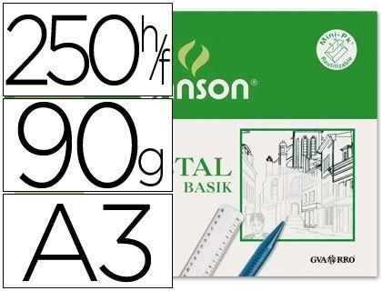 PAQUETE 250 HOJAS PAPEL VEGETAL CANSON BASIK DIN A3 90 GR