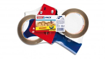 PACK MAQUINA DE PRECINTAR PORTARROLLOS TESA PROFESIONAL + 2 ROLLOS 50MMX60M COLOR MARRON