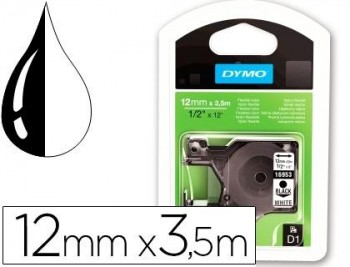 CINTA DYMO D1 NEGRO / BLANCO 12MM NYLON S0718040