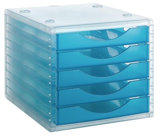 MODULO DE 5 CAJONES ARCHIVO 2000 ARCHIVOTEC 4005 PLASTICO TRANSLUCIDO AZUL