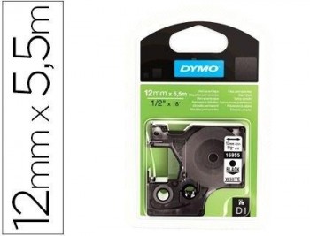 CINTA DYMO D1 NEGRO / BLANCO 12MM POLYESTER S0718060