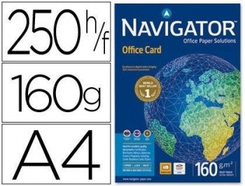 PAQUETE PAPEL 250 HOJAS DIN A4 NAVIGATOR OFFICE CARD 160 GRS