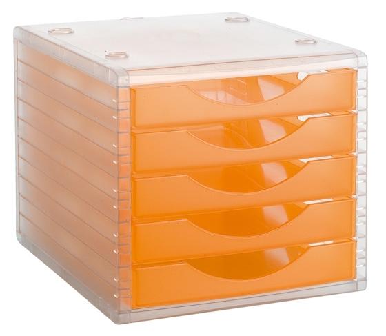 MODULO DE 5 CAJONES ARCHIVO 2000 ARCHIVOTEC 4005 PLASTICO TRANSLUCIDO NARANJA