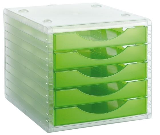 MODULO DE 5 CAJONES ARCHIVO 2000 ARCHIVOTEC 4005 PLASTICO TRANSLUCIDO VERDE