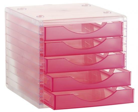 MODULO DE 5 CAJONES ARCHIVO 2000 ARCHIVOTEC 4005 PLASTICO TRANSLUCIDO FUCSIA
