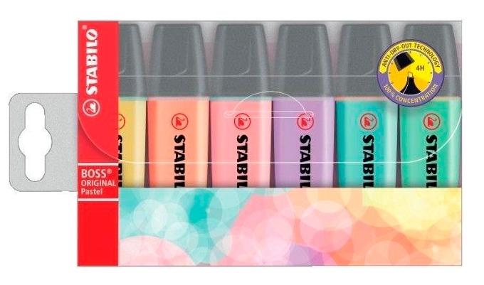 ROTULADOR STABILO BOSS PASTEL FLUORESCENTE 70 ESTUCHE DE 6 UNIDADES SURTIDAS