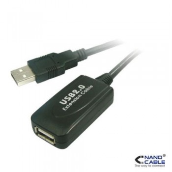 NANOCABLE - CABLE ALARGADOR USB 2.0 DE 5M PROLONGADOR CON AMPLIFICADOR CONEXIÓN A/M-A/H