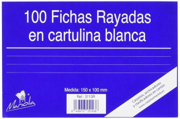 FICHA RAYADA MARIOLA Nº3 100X150MM PAQUETE DE 100
