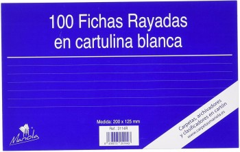 PAQUETE 100 FICHAS RAYADAS MARIOLA Nº4 200X120 MM