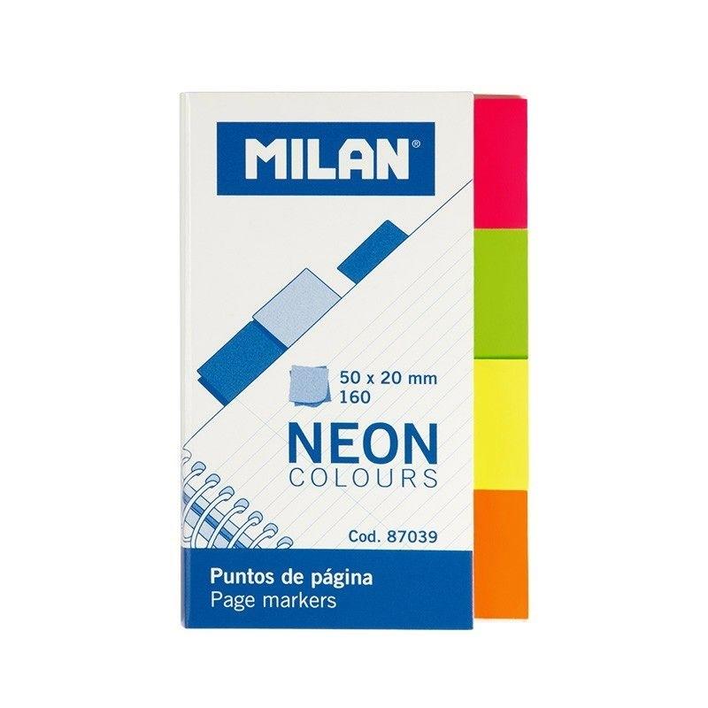 PAQUETE 160 BANDERITAS MILAN 20X50MM PACK DE 4 COLORES NEON