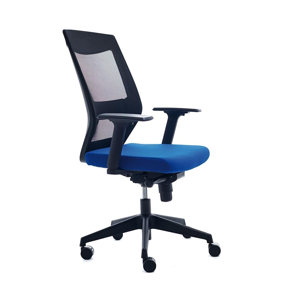 SILLA DE OFICINA OPERATIVA ROCADA 908 CON BRAZOS TAPIZADA EN TELA IGNIFUGA COLOR AZUL