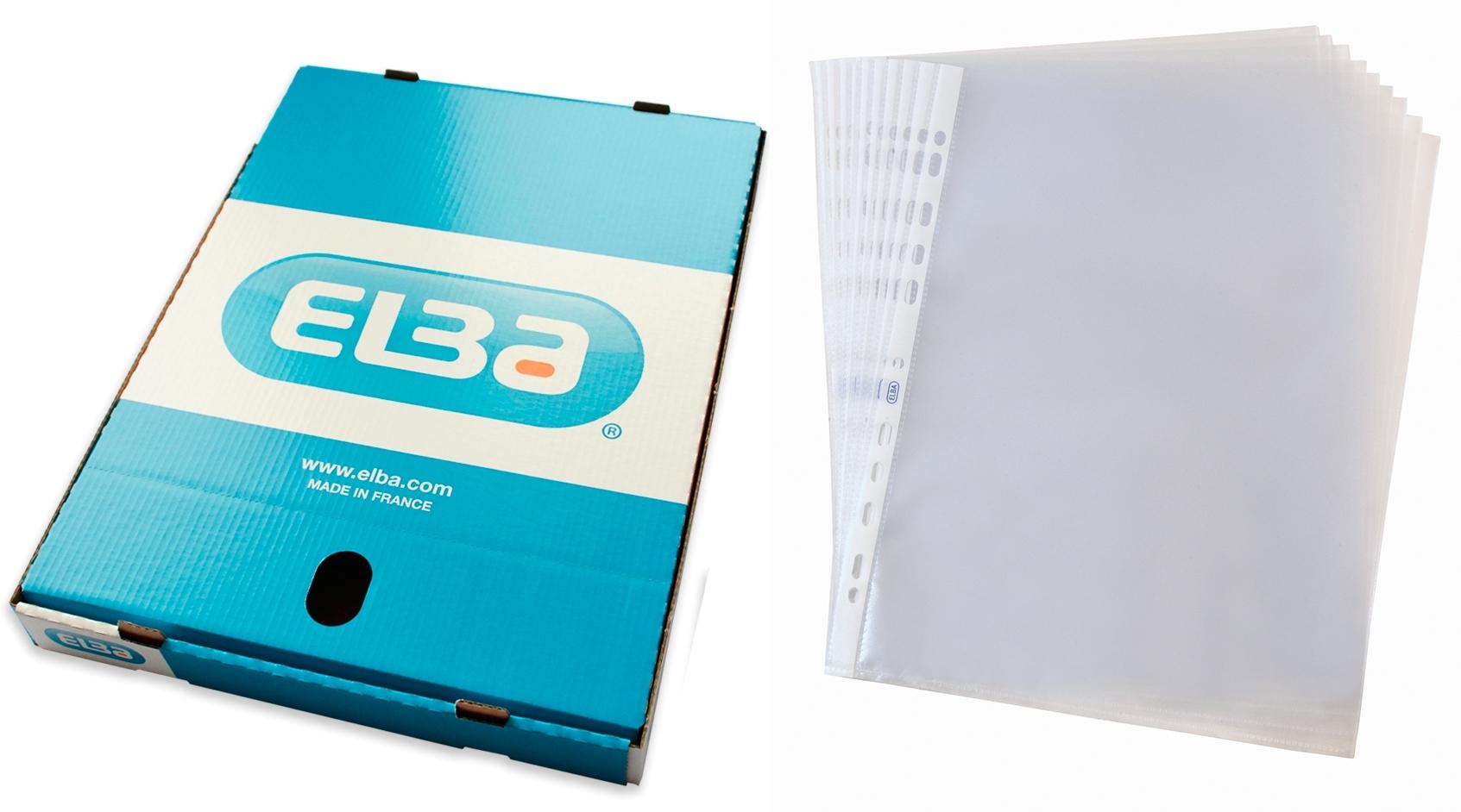 CAJA 100 FUNDAS MULTITALADRO ELBA STANDARD PIEL NARANJA DIN A4