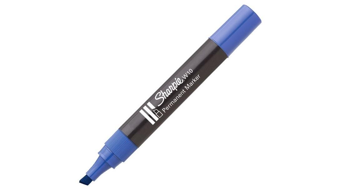 ROTULADOR MARCADOR PERMANENTE SHARPIE W10 PUNTA BISELADA COLOR AZUL