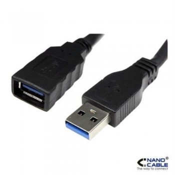 NANOCABLE - CABLE ALARGADOR USB 3.0 DE 2M CONEXIÓN A/M-A/H - COLOR NEGRO