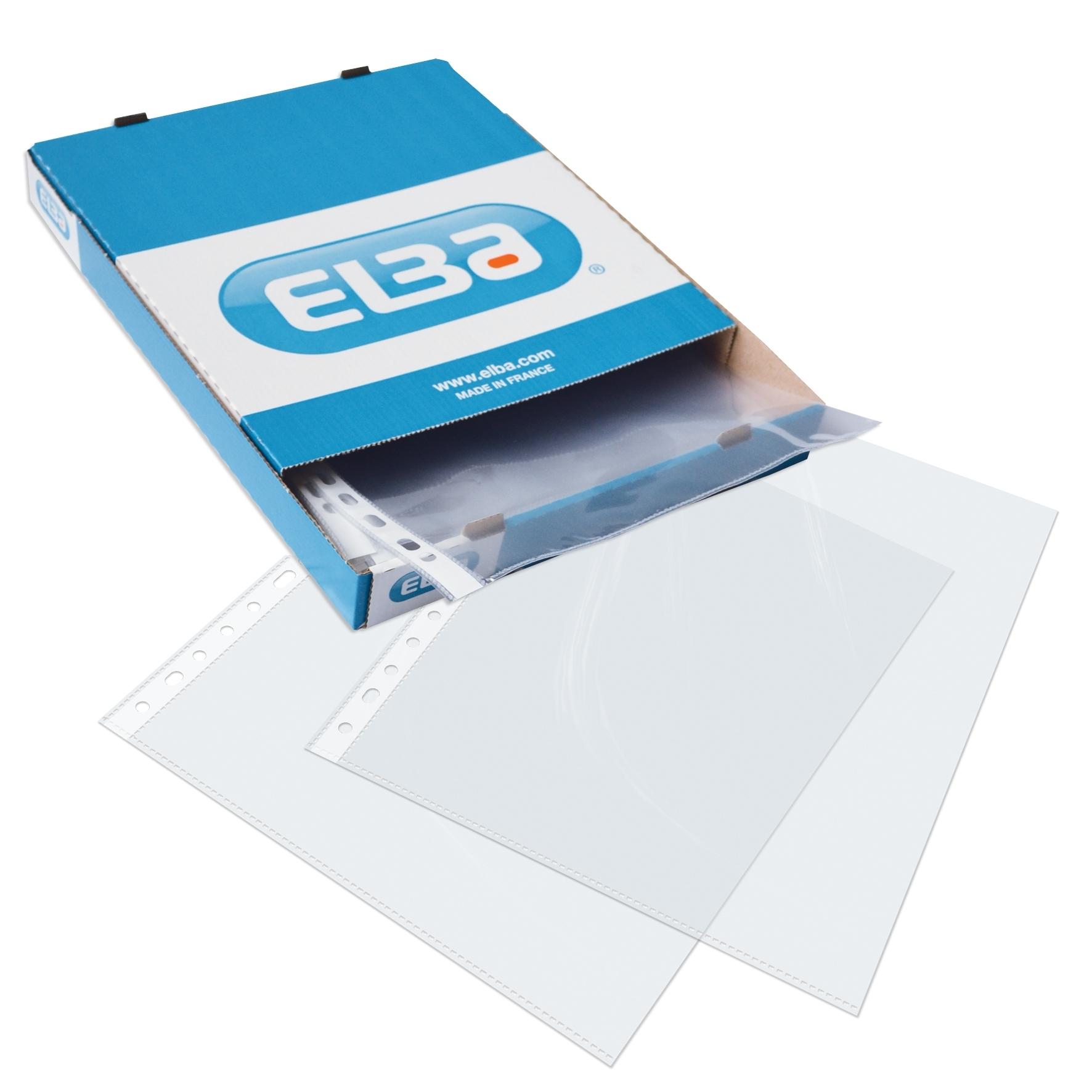 CAJA 100 FUNDAS MULTITALADRO ELBA STANDARD LISO CRISTAL FOLIO