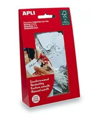 BOLSA 200 UNIDADES ETIQUETAS COLGANTES CON HILO 7X19MM APLI REF 7004