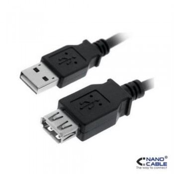 NANOCABLE - CABLE ALARGADOR USB 2.0 DE 3M CONEXIÓN A/M-A/H NEGRO