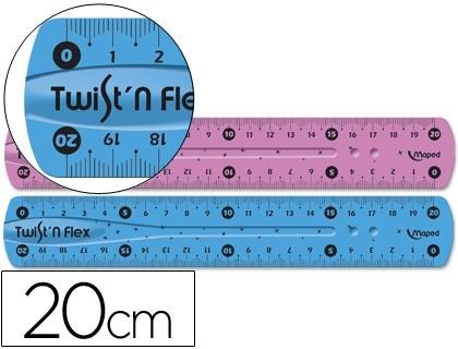 REGLA MAPED PLASTICO FLEXIBLE TWIST&FLEX DE 20 CMS COLORES SURTIDOS