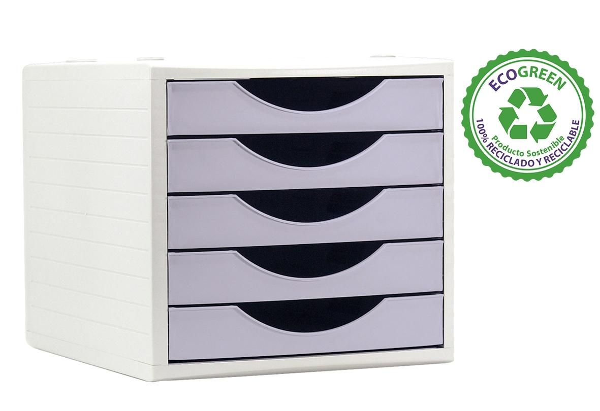 MODULO DE 5 CAJONES ARCHIVO 2000 ARCHIVOTEC 4005 PLASTICO OPACO RECICLADO MALVA PASTEL