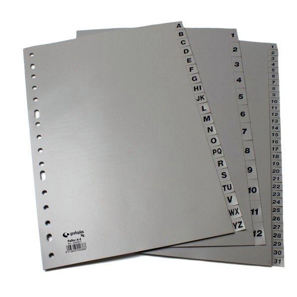 SEPARADOR INDICE NUMERICO 1-31 GRAFOPLAS XS POLIPROPILENO A4 16 TALADROS COLOR GRIS