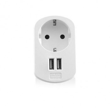 CARGADOR USB 2 PUERTOS CON TOMA DE CORRIENTE EWENT