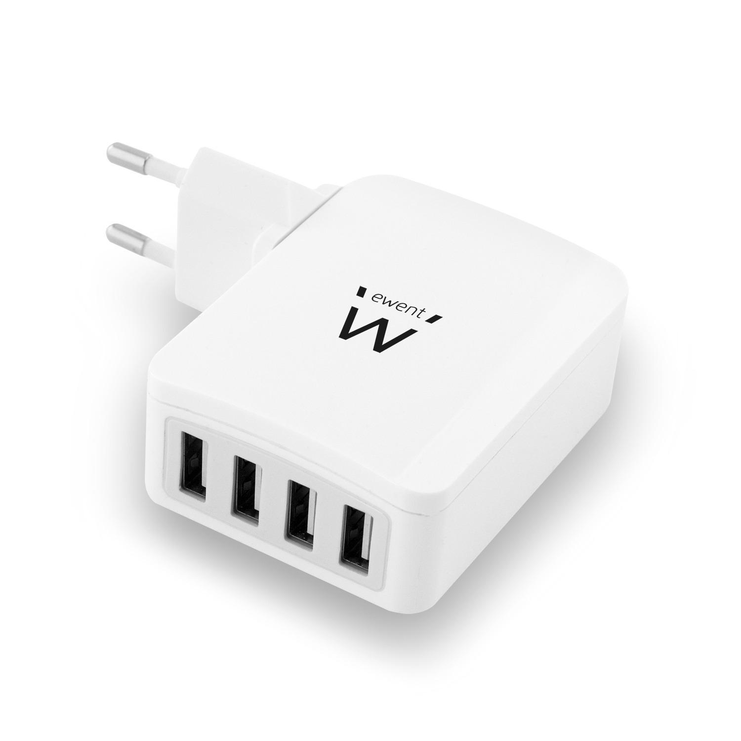 CARGADOR PARED 4 PUERTOS USB A  EWENT EW1304