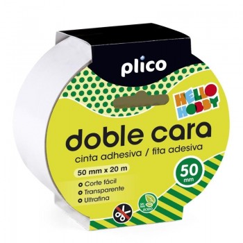 CINTA ADHESIVA PLICO DOBLE CARA 50MM X 20M