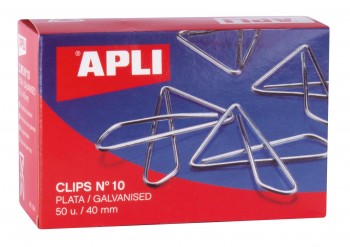 CAJA 50 CLIPS MARIPOSA PLATA Nº 10 40MM APLI RF 11914