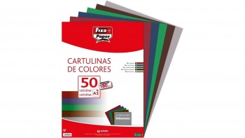 PAQUETE 50 CARTULINAS A3 CON 5 COLORES INTENSOS SURTIDOS 180G/M2 FIXOPAPER GRAFOPLAS