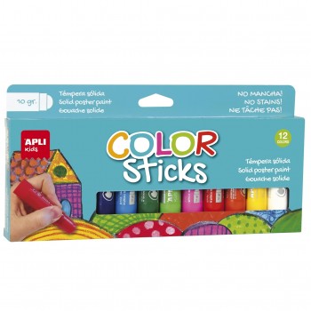 CAJA 12 TEMPERAS SOLIDAS COLOUR STICKS COLORES SURTIDOS APLI 14228