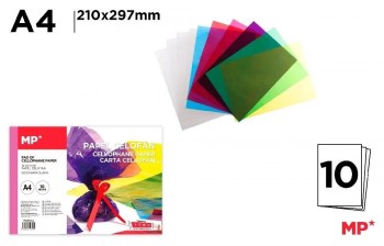 BLOC 10 HOJAS PAPEL CELOFAN MP A4 COLORES SURTIDOS