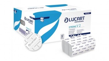 CAJA 20 PAQUETES DE 190 TOALLAS SECAMANOS 2 CAPAS 21X21 CM LUCART STRONG V 2 PLEGADAS EN V