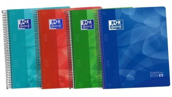 CUADERNO ESPIRAL OXFORD EBOOK 4 TAPA PLASTICO DIN A5 120 H CUADRICULA 5 MM COLORES SURTIDOS