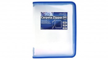 CARPETA POLIPROPILENO CON CREMALLERA ZIPPER OFFICE BOX A4+ COLOR AZUL