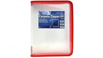 CARPETA POLIPROPILENO CON CREMALLERA ZIPPER OFFICE BOX A4+ COLOR ROJO