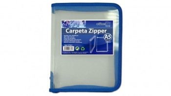 CARPETA POLIPROPILENO CON CREMALLERA ZIPPER OFFICE BOX A5 COLOR AZUL