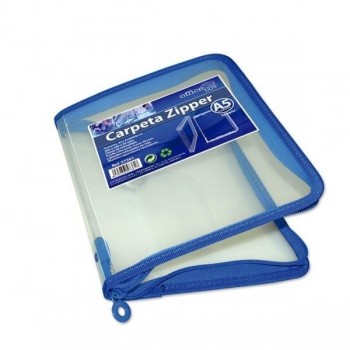 CARPETA POLIPROPILENO CON CREMALLERA ZIPPER OFFICE BOX A5 COLOR AZUL