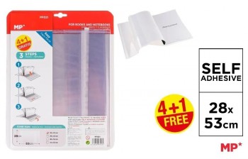 PACK 4+1 FORRALIBROS MP 28 X 53 CM CON SOLAPA AJUSTABLE ADHESIVA