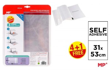 PACK 4+1 FORRALIBROS MP 31 X 53 CM CON SOLAPA AJUSTABLE ADHESIVA