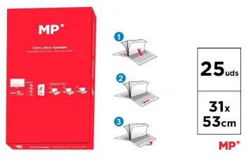 PACK 25 FORRALIBROS MP 31 X 53 CM CON SOLAPA AJUSTABLE ADHESIVA