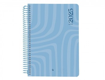 AGENDA ESPIRAL LIDERPAPEL SYROS A5 2025 DIA PAGINA COLOR AZUL PAPEL 60 GR