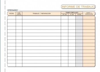 TALONARIO LOAN INFORME DE TRABAJO T-134 1/8 APAISADO SENCILLO