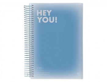 AGENDA ESPIRAL LIDERPAPEL GAZI A5 2025 DÍA PÁGINA COLOR AZUL PAPEL 70 GR