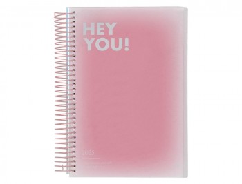 AGENDA ESPIRAL LIDERPAPEL GAZI A5 2025 DÍA PÁGINA COLOR ROSA PAPEL 70 GR