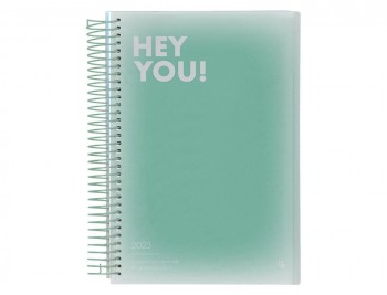 AGENDA ESPIRAL LIDERPAPEL GAZI A5 2025 DÍA PÁGINA COLOR VERDE PAPEL 70 GR