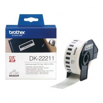 ROLLO DE CINTA CONTINUA DE PELICULA PLASTICA BLANCA BROTHER DK-22211 29MM X 15,24M