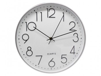 RELOJ OFICINA DE PARED REDONDO 30 CM MARCO GRIS PLATA