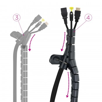 ORGANIZADOR DE CABLES FLEXIBLE NANOCABLE 1M 25MM COLOR NEGRO