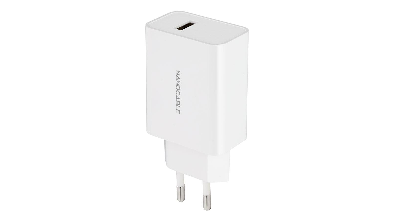 CARGADOR DE PARED NANOCABLE 1 PUERTO USB A 5V 2.1A COLOR BLANCO